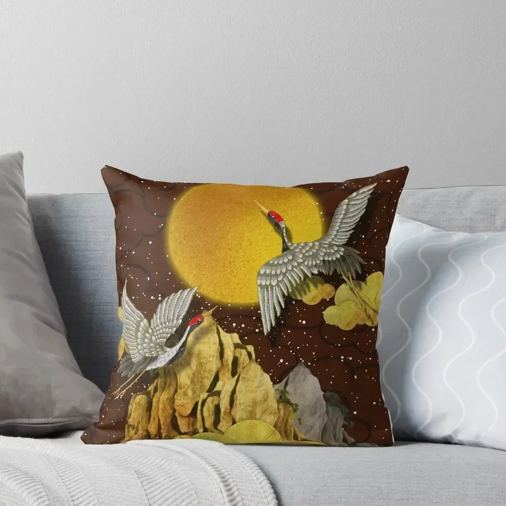 

Golden Japanese Cranes Mountain and Moon Throw Pillow Sitting Cushion christmas decorations 2025 Decorative pillow case pillow
