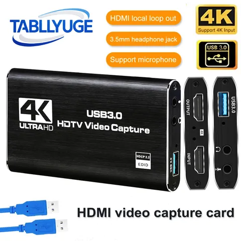 TABLLYUGE 4K USB 3.0 HDTV Video Capture Card HDMI-compatible Video…