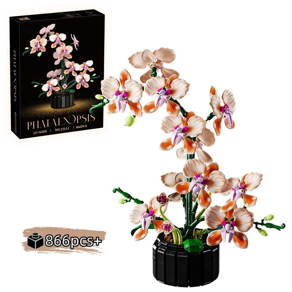 

MOC Creative Phalaenopsis Building Blocks Orchid Bouquet Set DIY Model Never Wither Flowers Plant Valentine Day Gift 866pcs