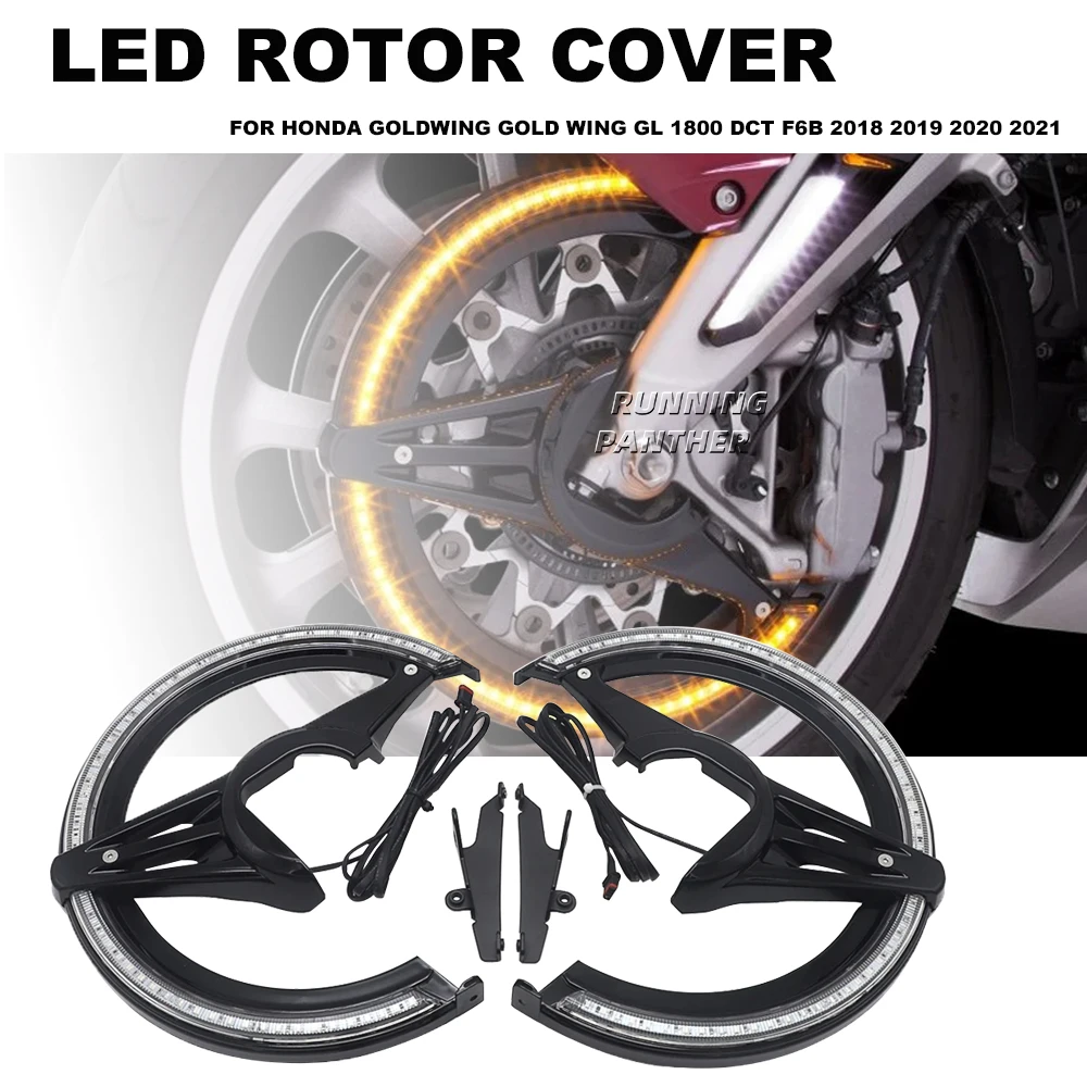 

For Honda GL1800 Goldwing Accessories Chrome Black Brake Disc Rotors Covers LED Cornering Lamp 2018-UP 2019 2020