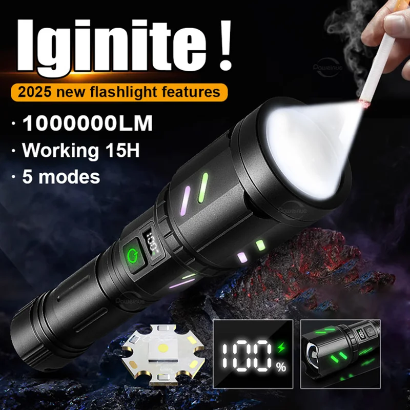 

Супер мощный фонарик Long Shot, водонепроницаемый тактический фонарик, USB перезаряжаемый светодиодный фонарик, аварийный зум-фонарь