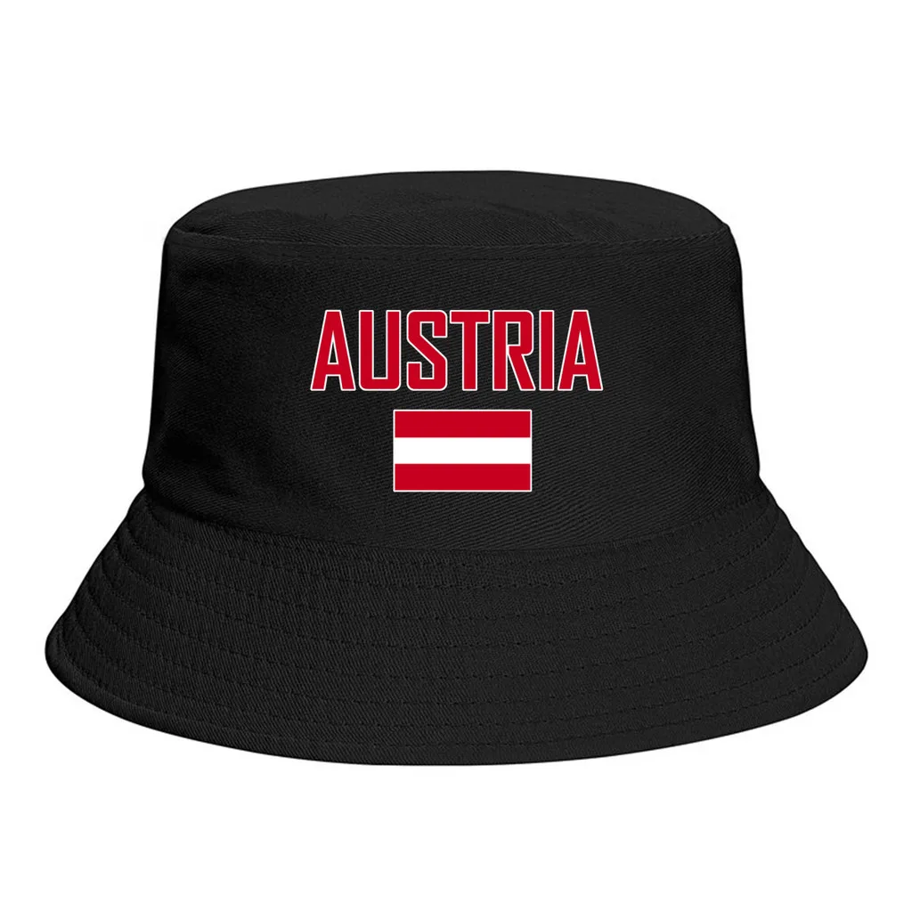 

AUSTRIA Flag Bucket Hats Print Cool Fans Sun Shade Simple Classic Outdoor Summer Fisherman Caps Fishing Cap