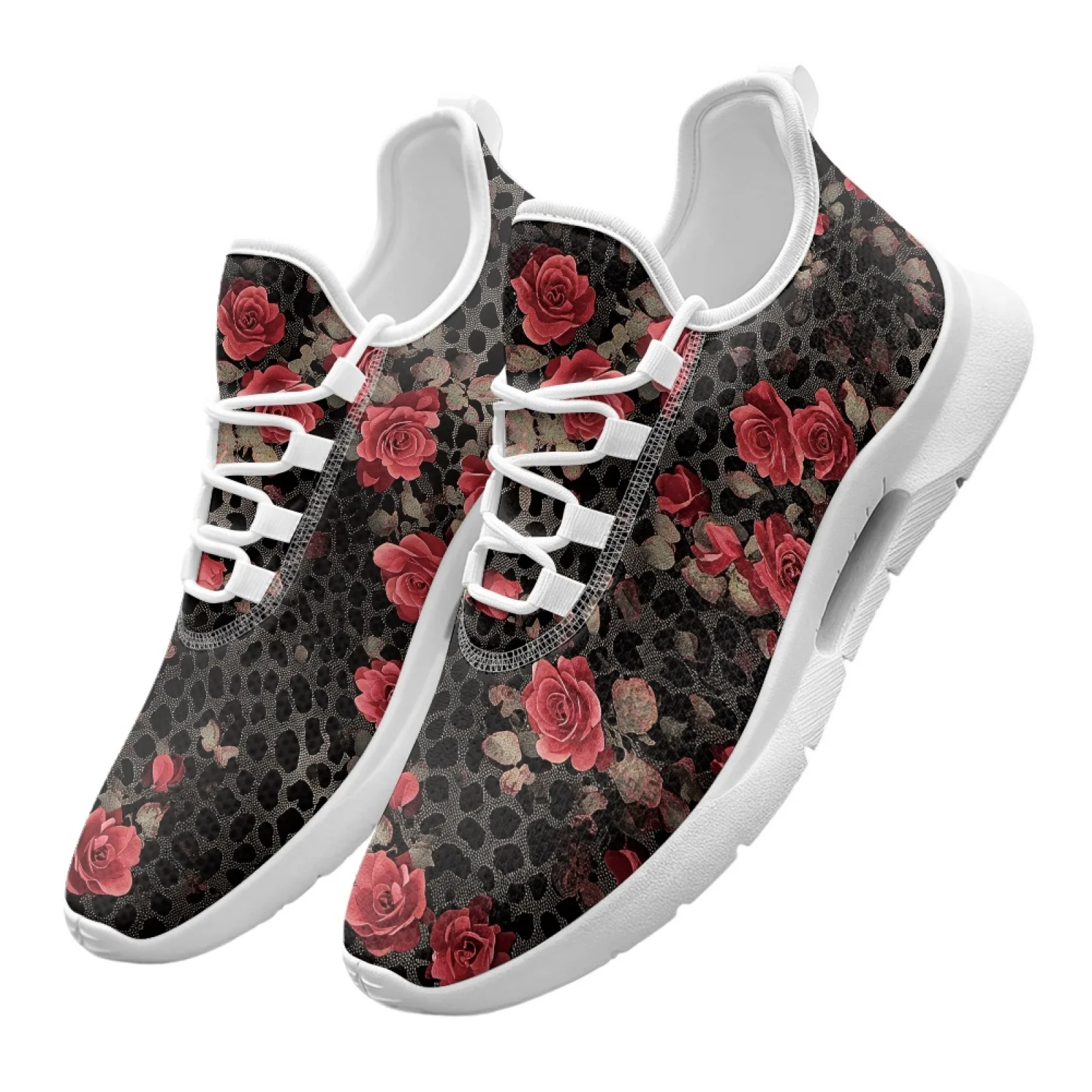 XIXIRIMIDO Lace-up Casual Shoes Mens Sneakers Comfortable Mesh Breathable Walking Shoe Women's Lightweight Sneaker Leopard Print