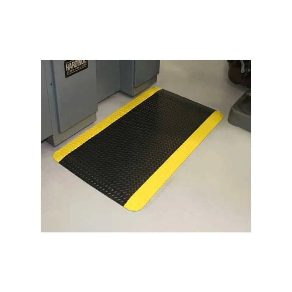 Durable Corporation-442S Vinyl Heavy Duty Diamond-DEK Sponge Industrial Anti-Fatigue Floor Mat, 2' x 3', Black with Yellow