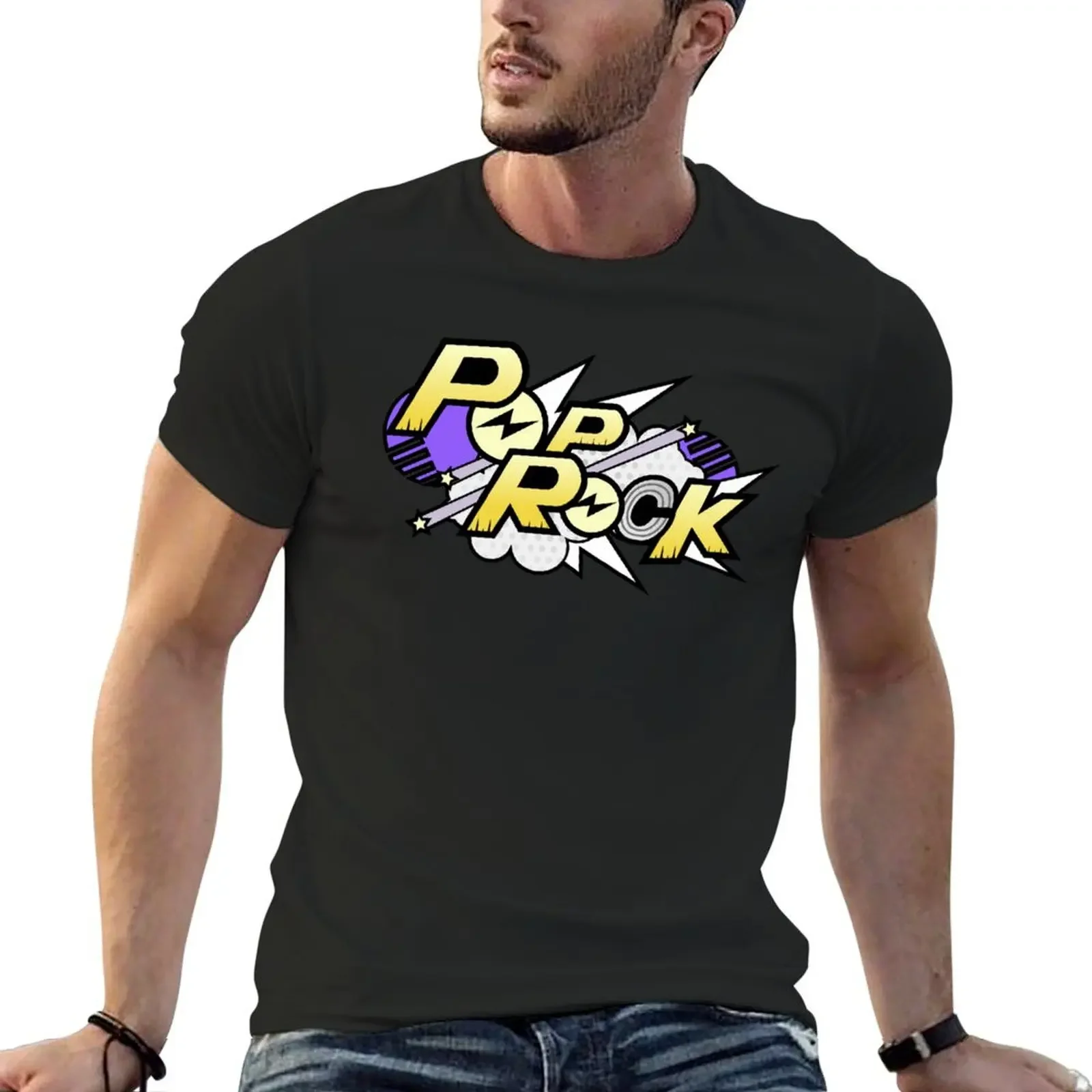 

Poprock logo T-Shirt boys whites man clothes plain white t shirts men