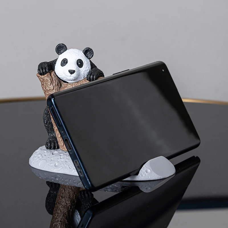 1PC Panda Mobile Phone Holder Cute Small Ornament Tablet Holder Creative Panda Ornament Home Desktop Decoration