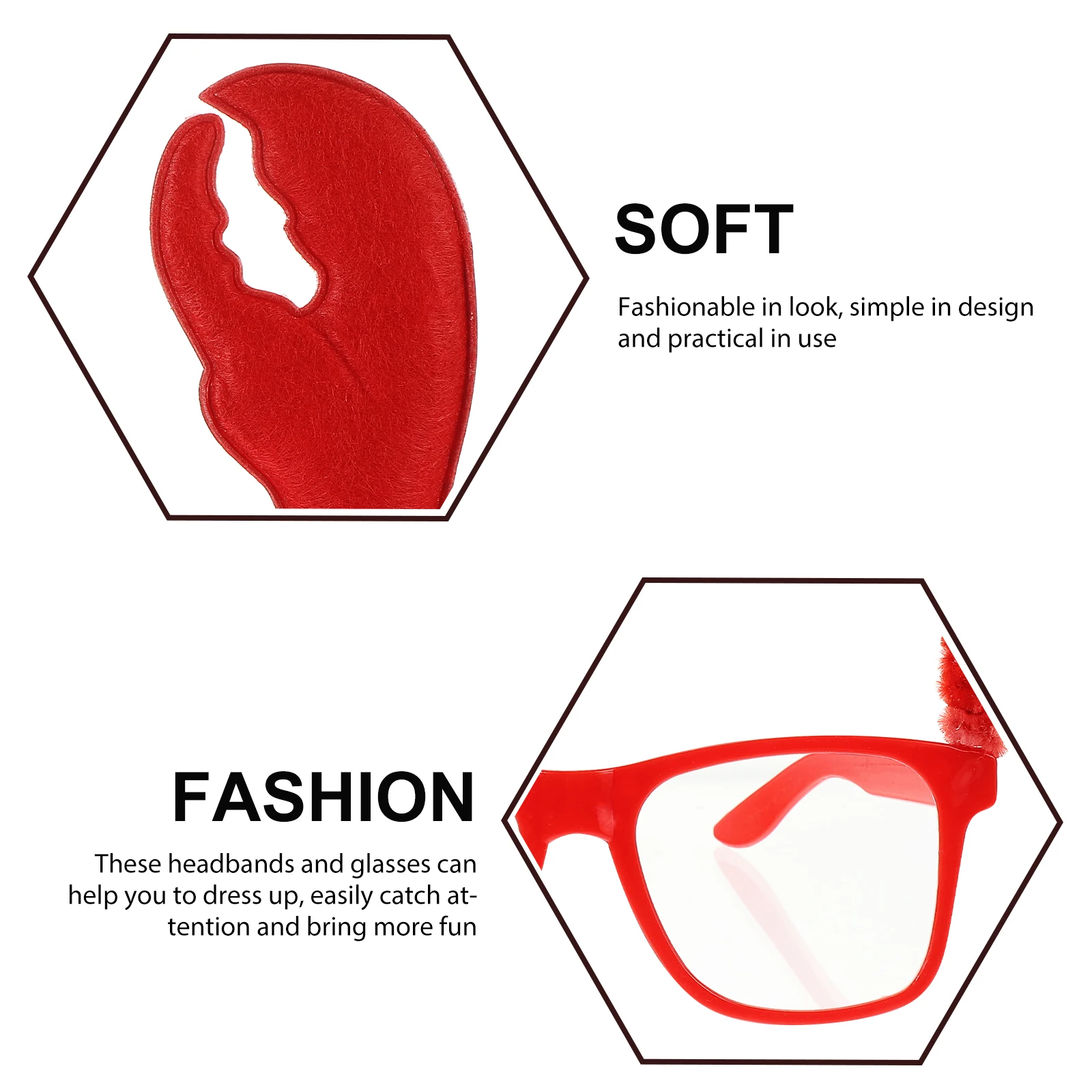 

6 set Crab Glasses Lens Hoop Headb s Cartoon Hairb Decoration Red Baby Halloween Costume Set Party Festival Cosplay Photo Prop