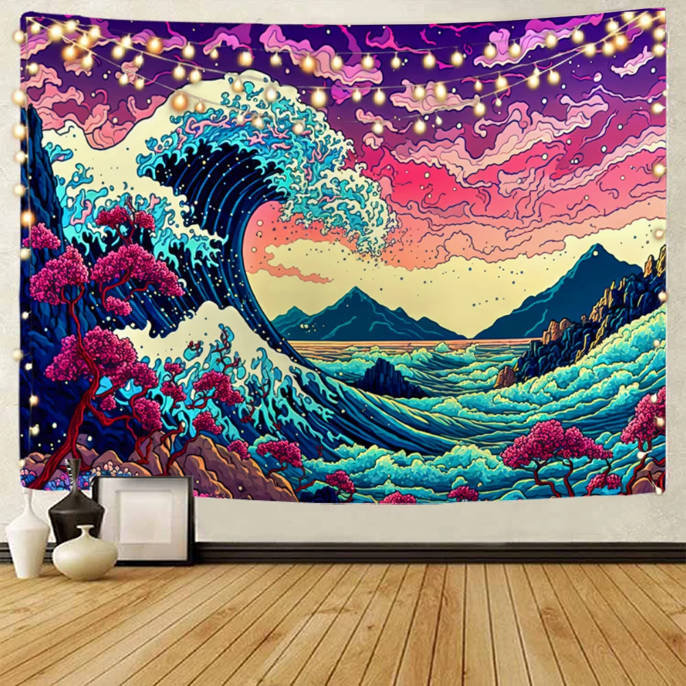 Beautiful landscape, sunshine, forest scenery, background decoration, tapestry, bohemian hippie wall decoration, tapestry