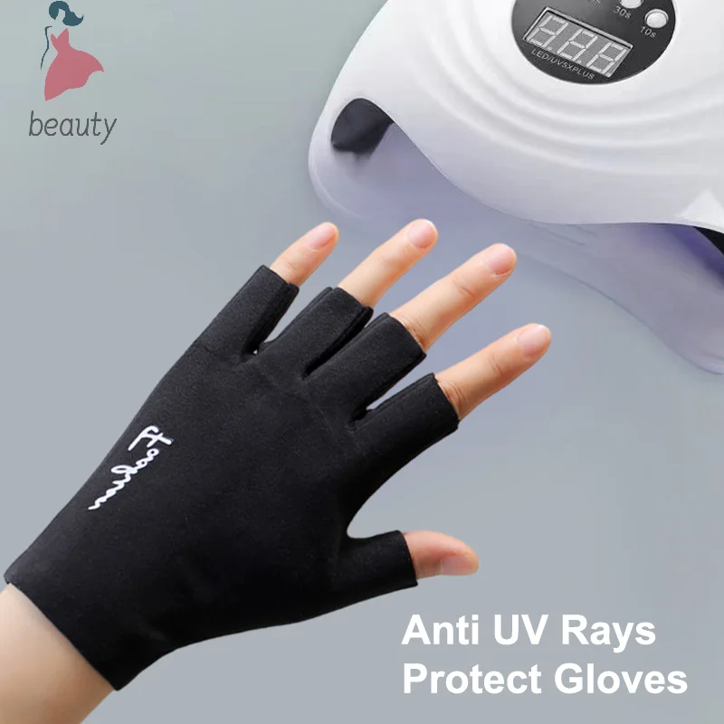 Guantes de protección contra rayos Uv para uñas, lámpara Led, a prueba de radiación, para manicura, 2 piezas