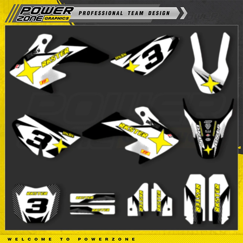 

PowerZone Custom Team Graphics Backgrounds Decals For 3M Motocycle Stickers Kit For HONDA CRF50 2021-2000 50cc Number Costom 05