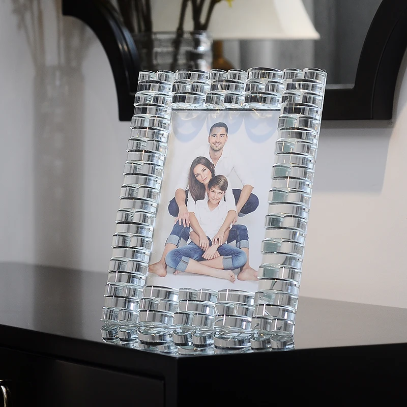 

Modern Weaved Clear Crystal Table Photo Frame Rectangle 4x6 And 5x7 Inches For Home Desk Decoration Wedding Gifts