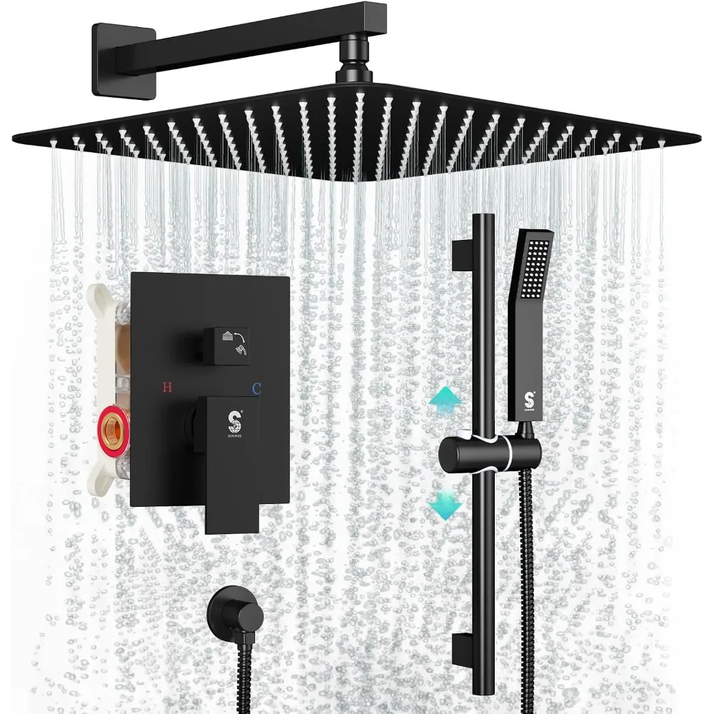 

Luxury 12 Wall-Mounted Shower System with High-Pressure Shower Head and Handheld Sprayer