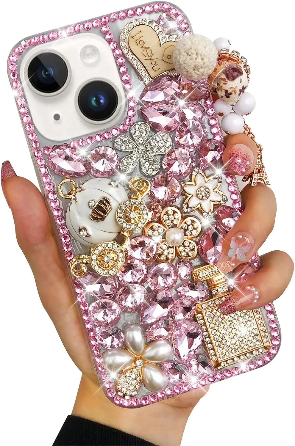 

Luxury Perfumed 3D Crystal Flower Bling Diamond Glitter Black Case for Apple iPhone 11 12 13 14 15 Plus Pro Max