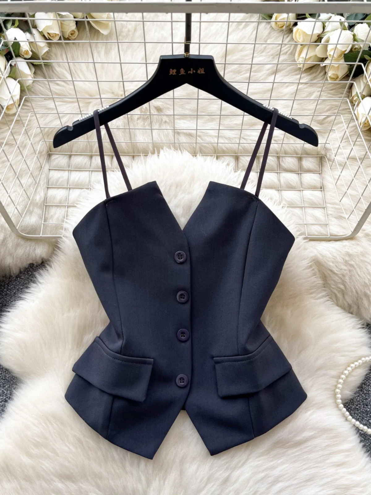 

Ele Slim Fit, женский укороченный топ на бретельках, модная женская одежда для поездок на работу, весенняя модная одежда, качественный дизайн