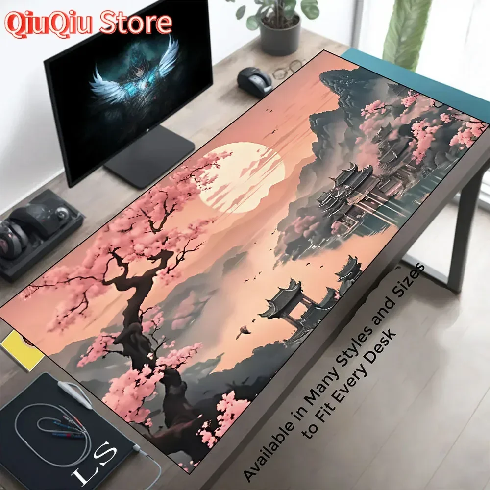 

Pink Japan Full Moon Desk Mat, Japan Mouse Pad, Japanese Mousepad, Asian Desk Mat, Decor, Japan Office Aesthetic