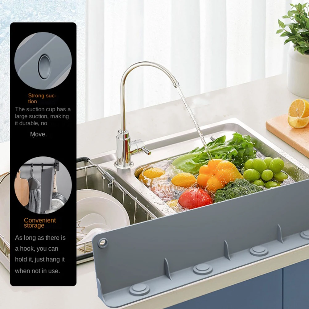 

Kitchen Silicone Sink Splash Guard Soft Water Deflector Suction Cup Splash Guard Washing Dish Countertop Water Blocking Plate