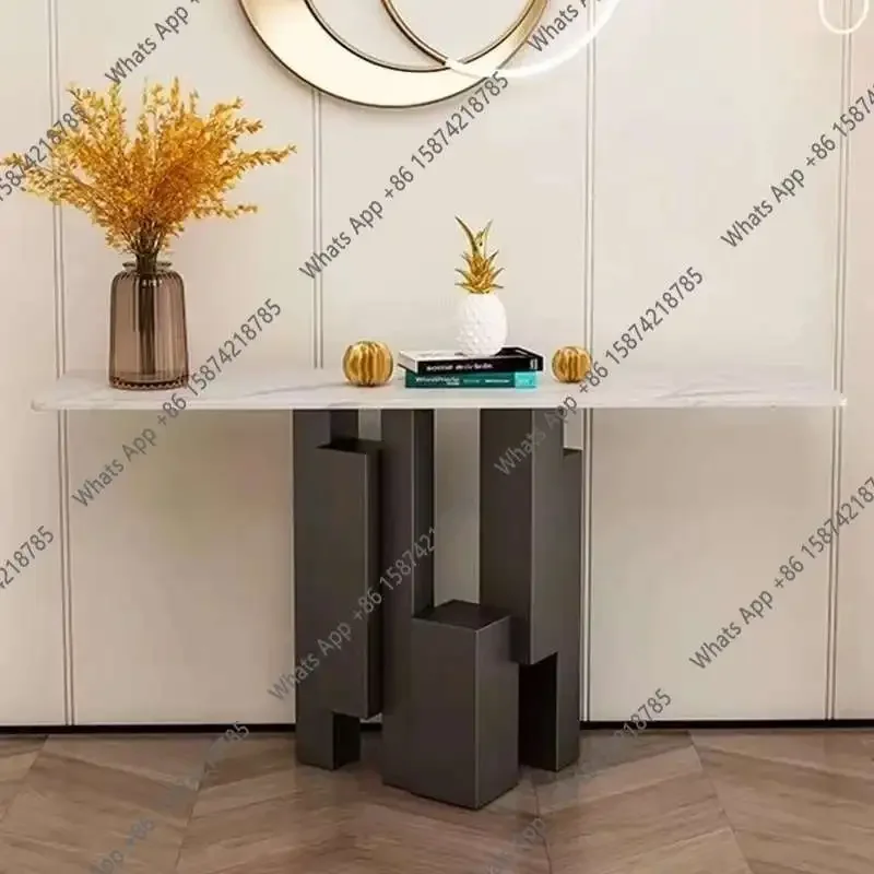 

JEntrance Table Against The Wall, Facing The Door, Rock Slab Entrance Cabinet, Light Luxury Art, High-end Living Room, Corridor,