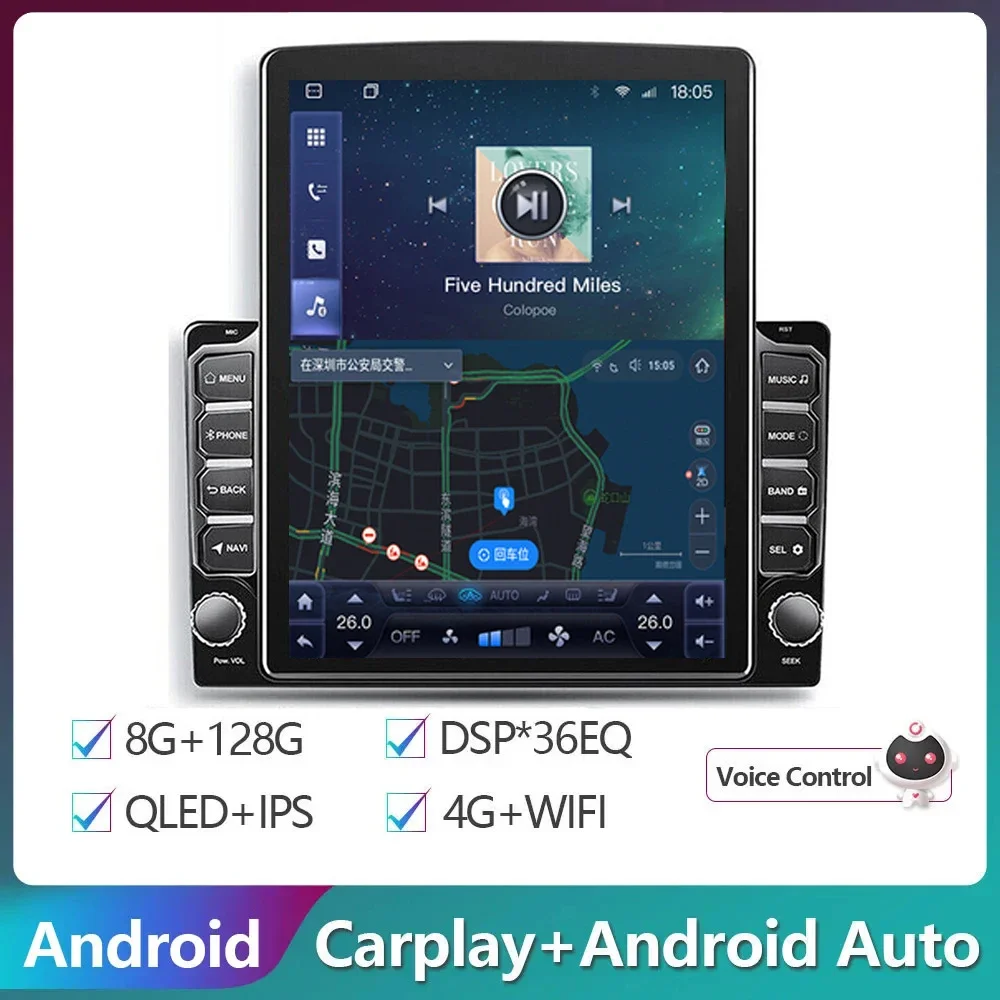 

Wireless Carplay Vertical Style Screen Universal Android 13 Car Radio GPS Navigation Autoradio Multimedia Player Head Unit DSP