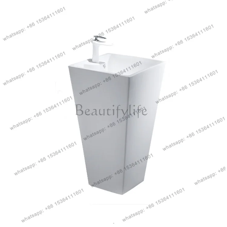 

Square one-piece washbasin, floor-to-ceiling large washbasin, with faucet.
