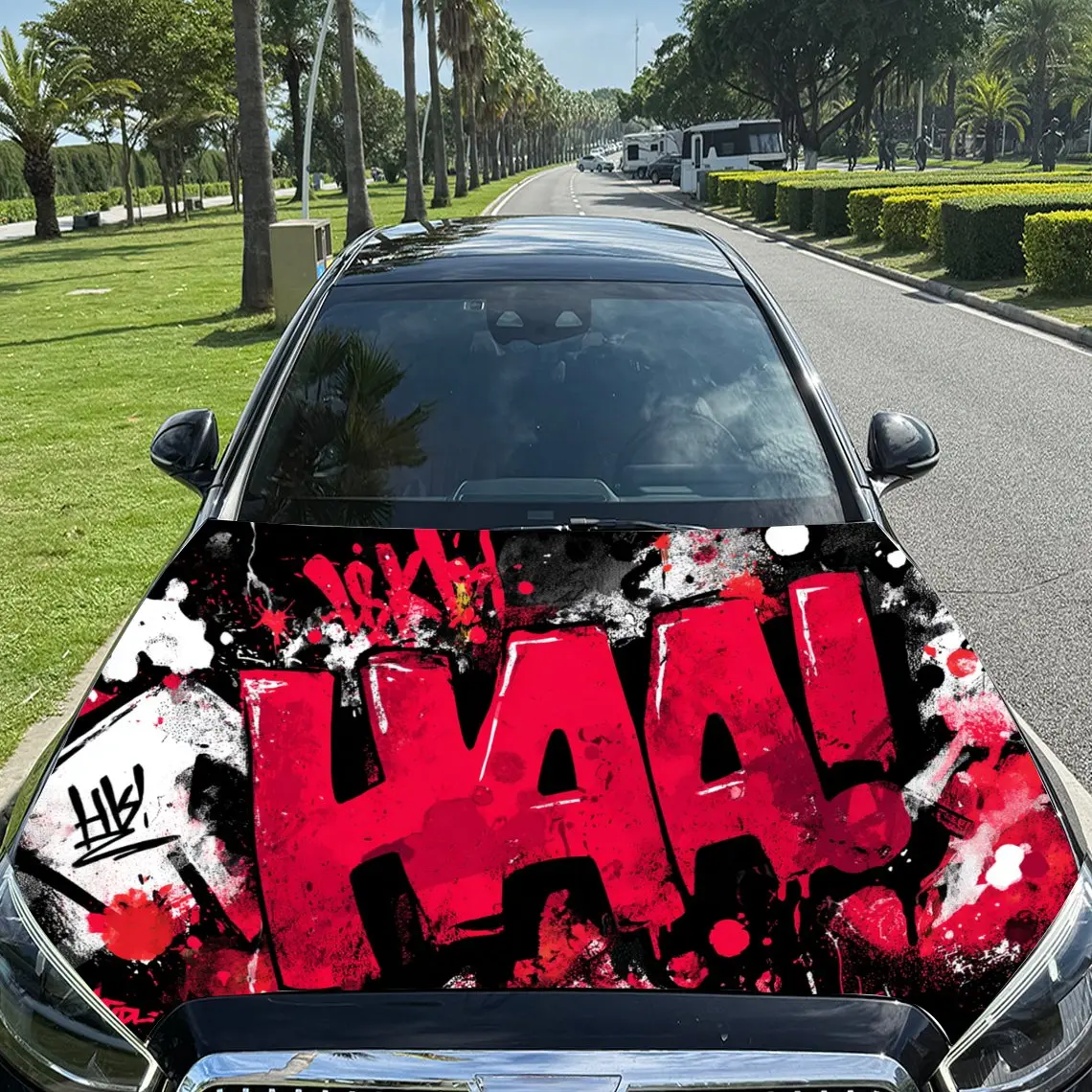 

Hip Hop Style Graffiti Patterns Car Hood Wrap - PVC Vinyl Sticker, Auto Graphic Bonnet Decal, Stylish Truck Accessory, Vehicle D