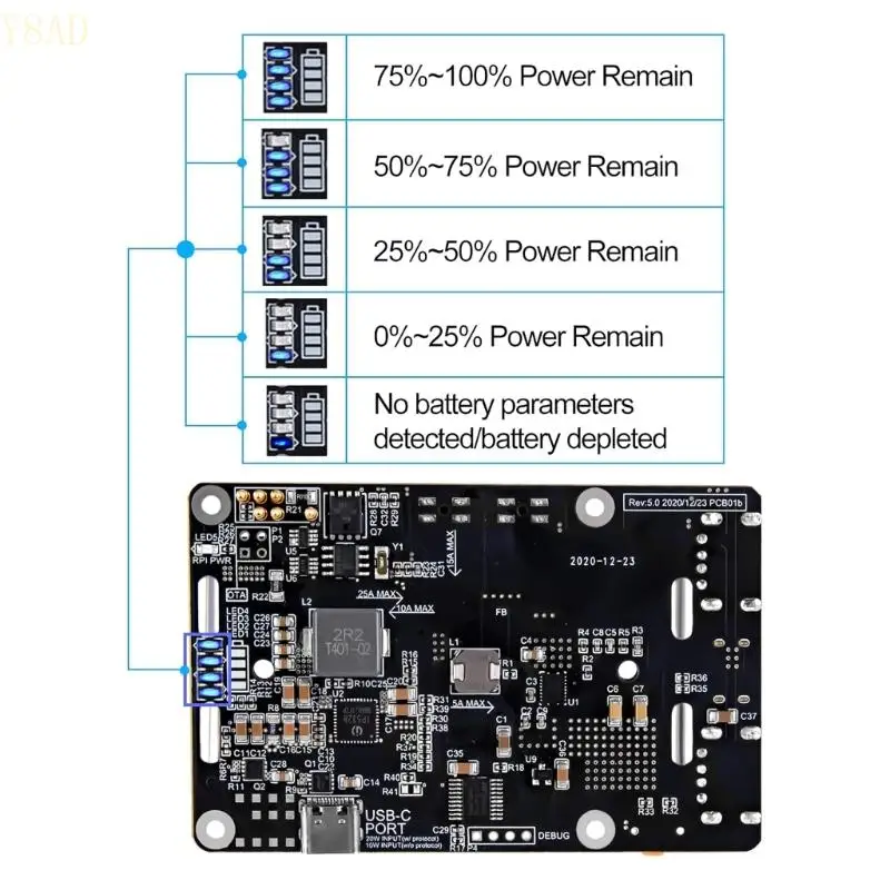 Y8AD Tower Cooling Lüfter UPS V5 Vertuschungen mit RTCS-Netzteil für RaspberryPI 3B/3B+/4B Development Board