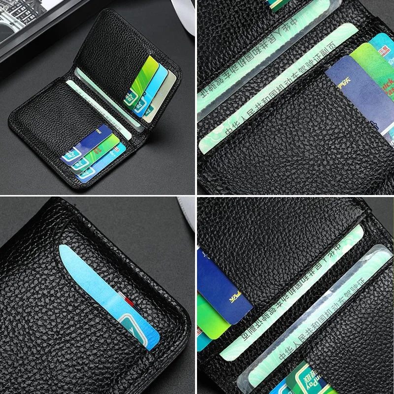 Men\'s Card Holder Thin Mini Wallet Card Storage Bag Unisex Exquisite Pu Coin Purse Rfid Blocking Bank Card Cash Storage Pouch