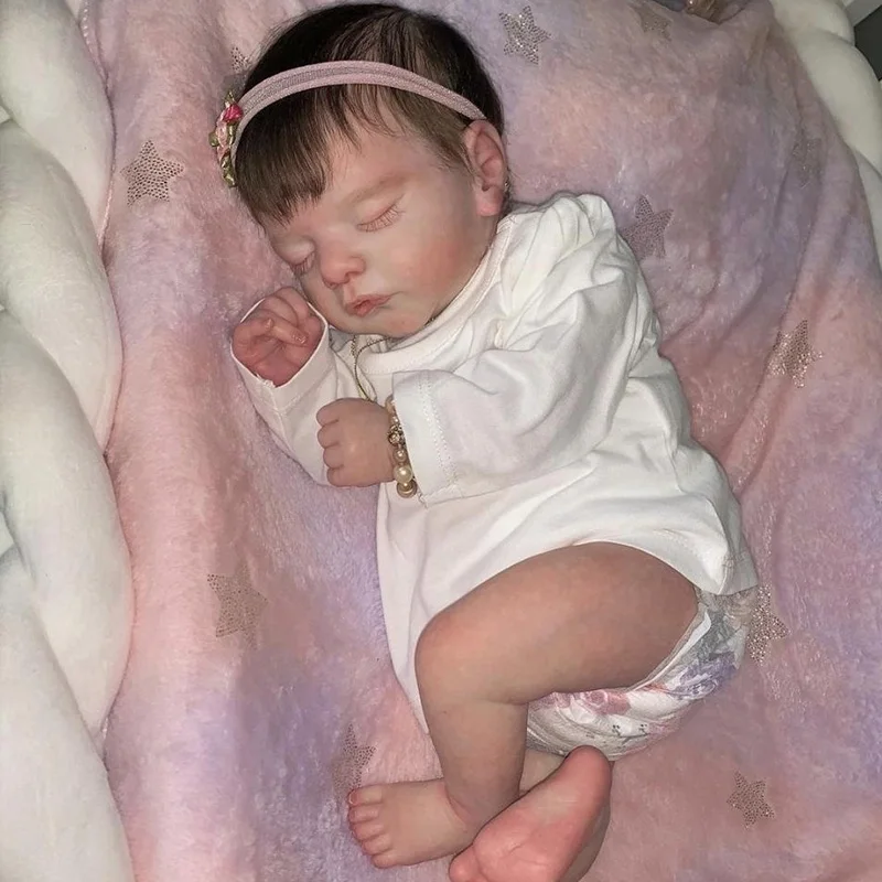 19inch Finished Already Painted Reborn Baby Doll Miley Same As Picture Lifelike Soft Touch 3D Skin Hand-Root Hair Visible