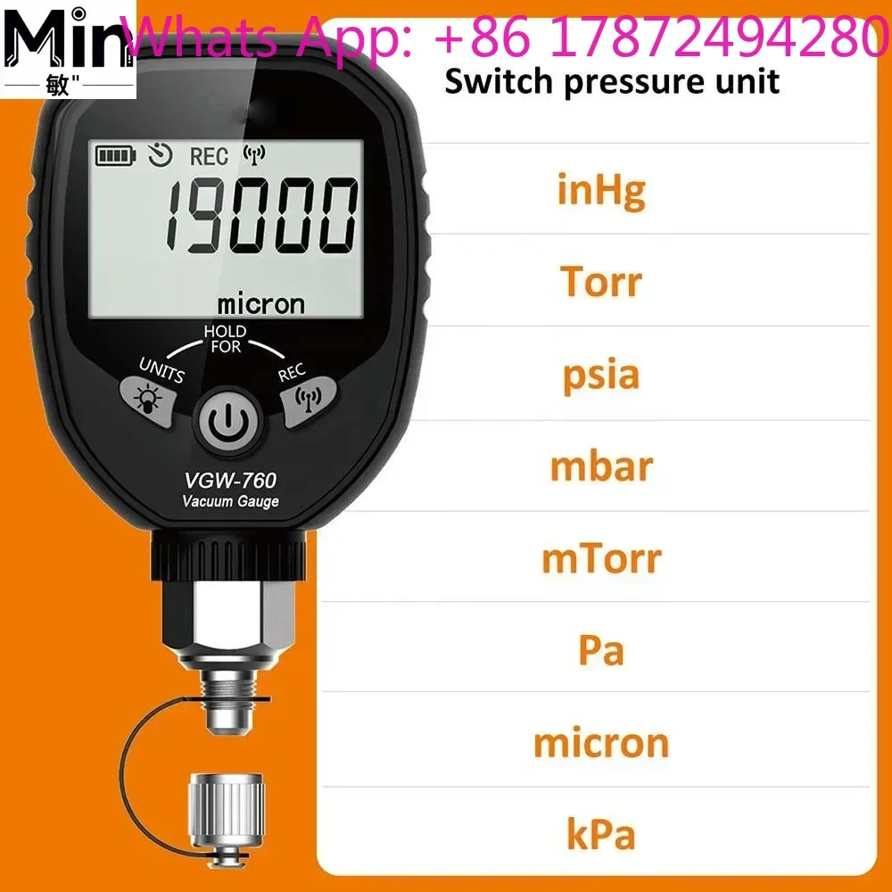 Wireless Digital Vacuum Gauge VGW-760 Pressure Meter with Alarm & 8 Units