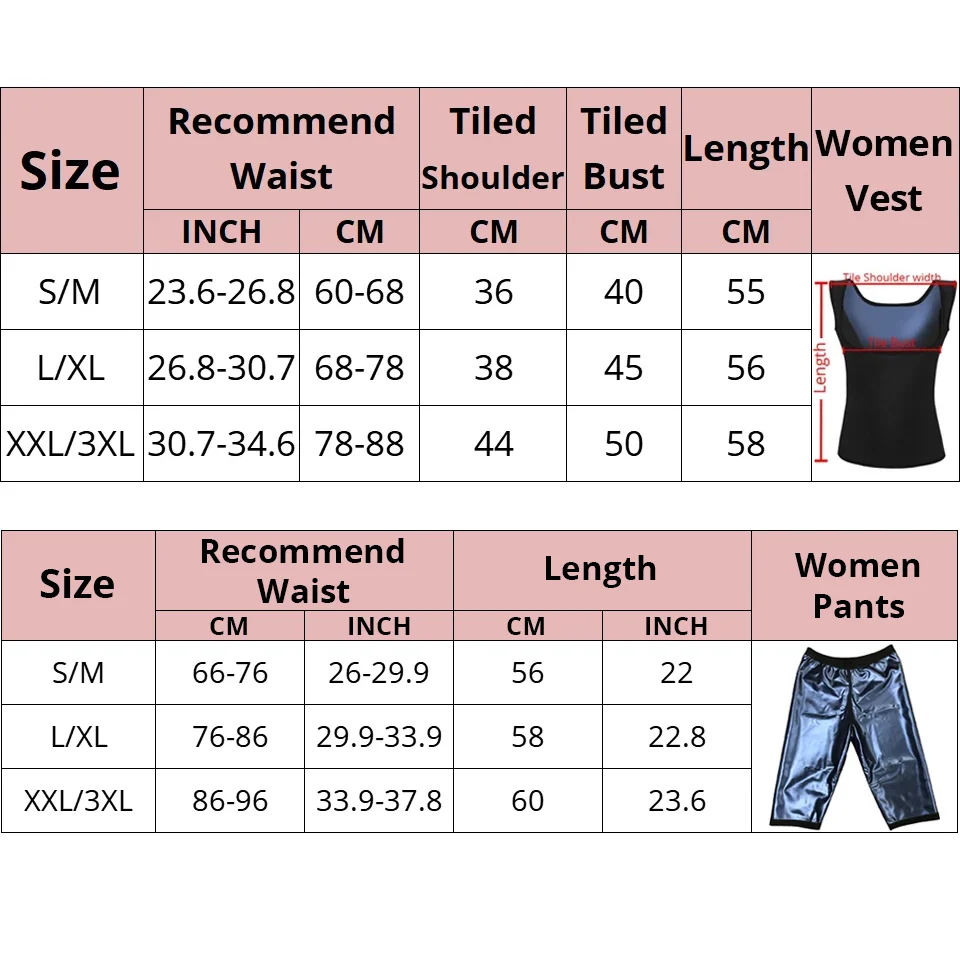 Sweat Sauna Suits for Women Vest Pants Slimming Belt Body Shaper Waist Trainer Shapewear Workout Fitness Corset Fat Burning