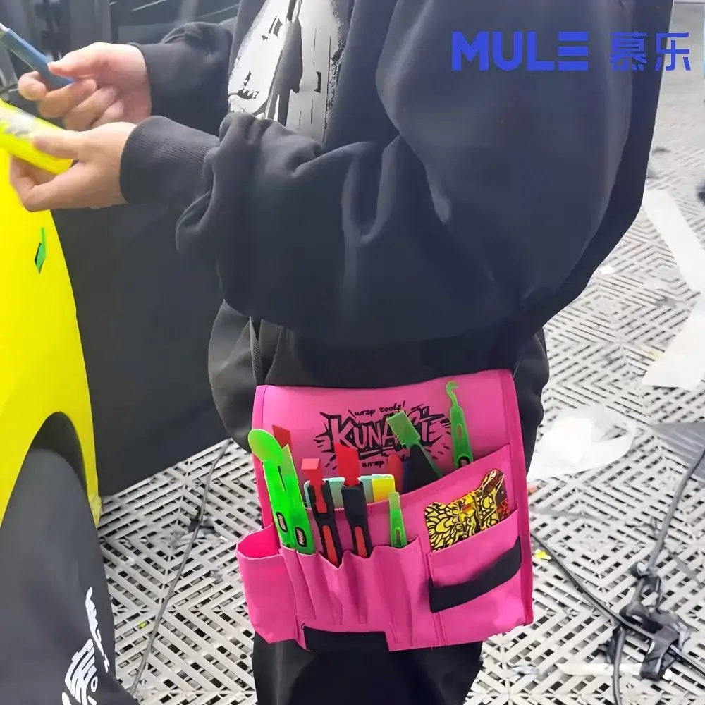Durable Nylon Waist Pack, Waterproof Tool Bag with Snap Fastener for Window Tint Squeegees & Vinyl Wrap Tools Organizati