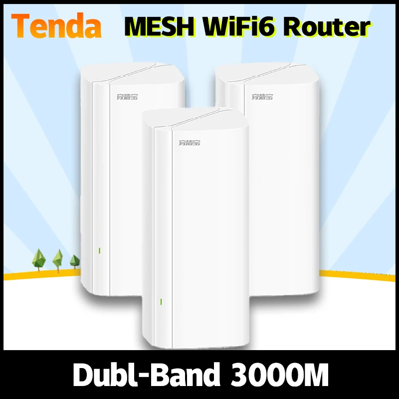 Tenda EM12 AX3000 Wifi6 Mesh Router Gigabit Hearty Whole Home  5G 2402Mbps Wi-Fi6 System High-speed