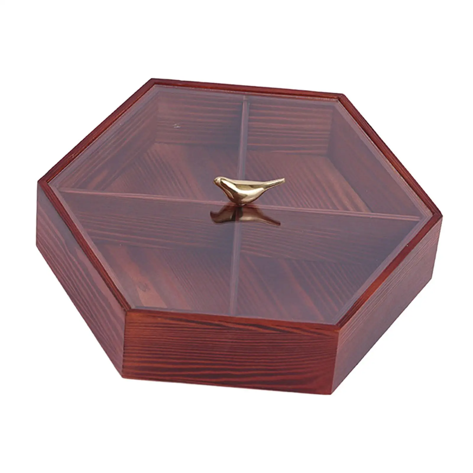 Divided Serving Tray with Lid Serving Bowl Compartments Wood Snack Platter Organizer for Spring Festival Party Cookies Treats