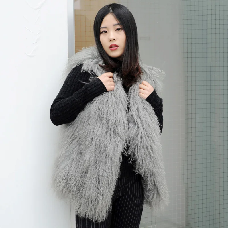 CX-G-B-160 High Quality Boutique Outfits Real Mongolian Lamb Fur Vest Gilet for Women