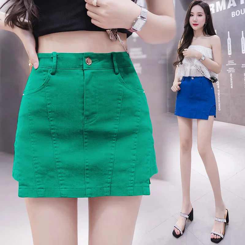 

Ladies Fashion Summer Mini Skirt Pants Women Clothing Girls Casual Kawaii High Waists Denim Culotte Female Sexy Skirts PAK8831 2