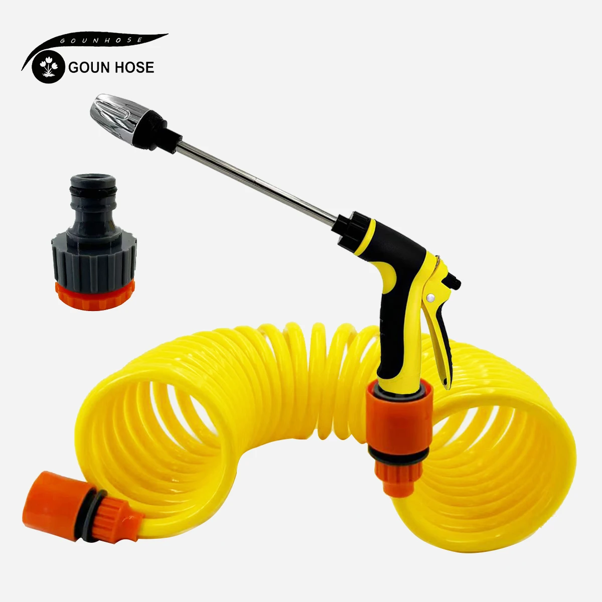 

1PC Expandable Retractable EVA Garden Hose Water Gun Portable Spring Water Pipe for Car Wash And Flower Lawn Watering Curly Pipe