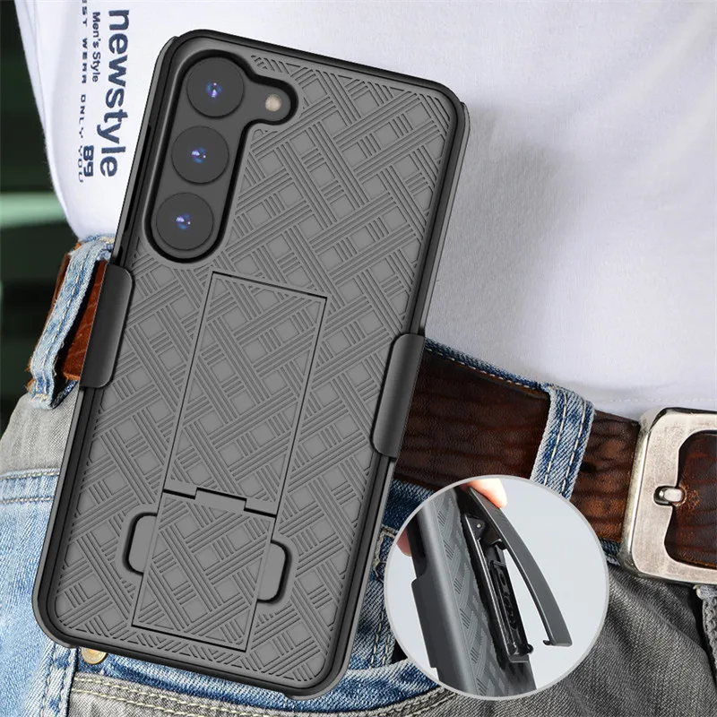 

For Samsung S23 Plus S23Plus Case Kickstand Swivel Belt Clip Cover for Samsung Galaxy S23 Plus S23Plus 5G Belt Case Phone Bags