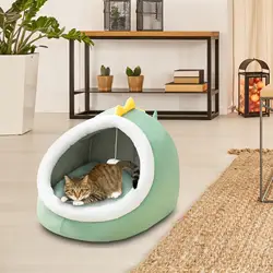 Cat Bed for Indoor Water Resistant Anti Slip Bottom with Removable Washable Cushioned Pillow Cute Nest Pet Supplies