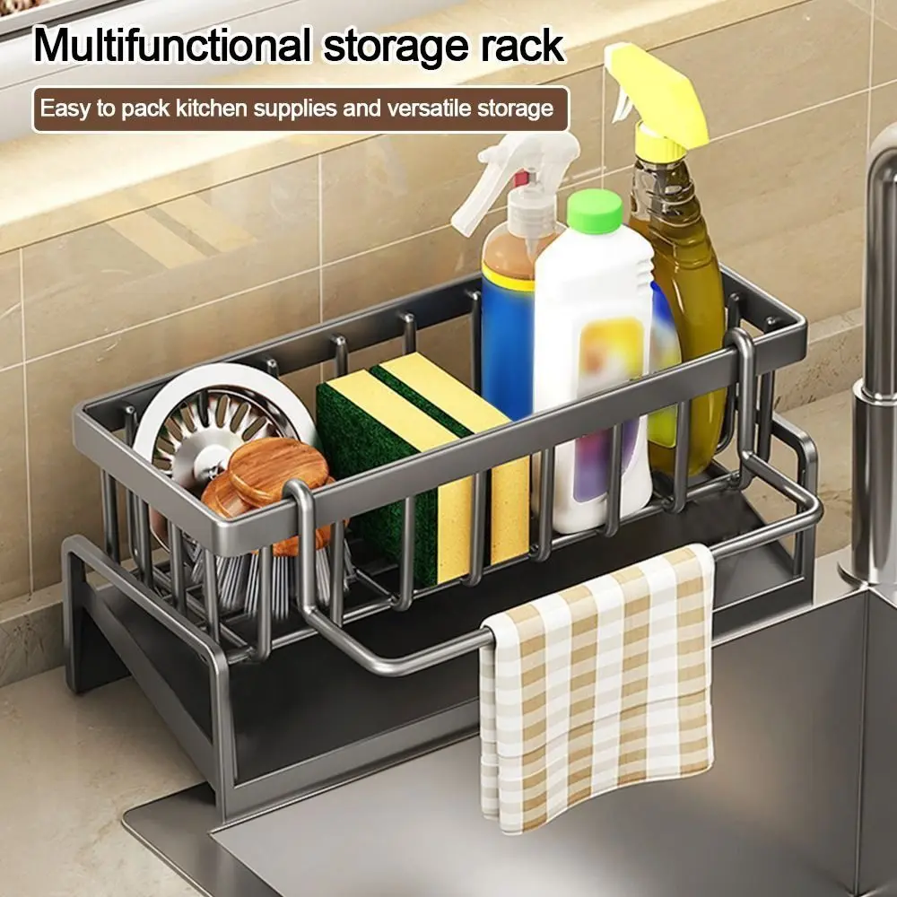 

Metal Kitchen Storage Rack Rag Organizer Large Size Sponge Holder Multifunctional Large Capacity Soap Basket