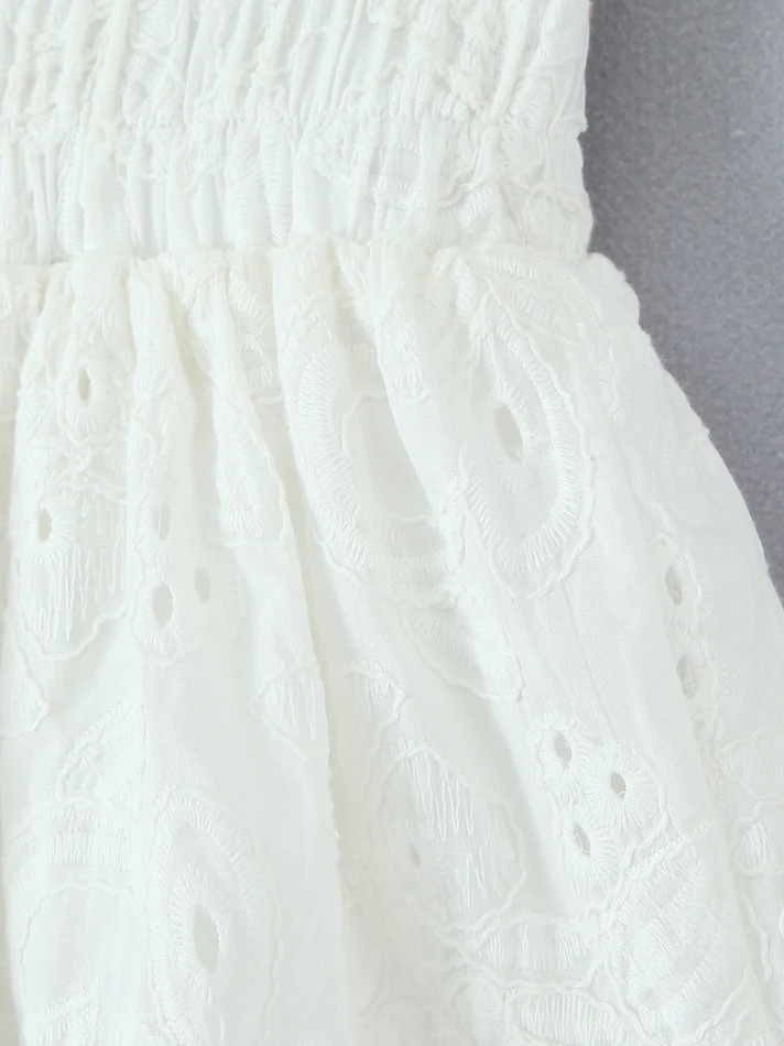 Pantaloni casual da balletto bianco con ricamo pesante in pizzo Pantaloni casual a vita alta con motivo floreale elastico Anti-luce Dimagranti