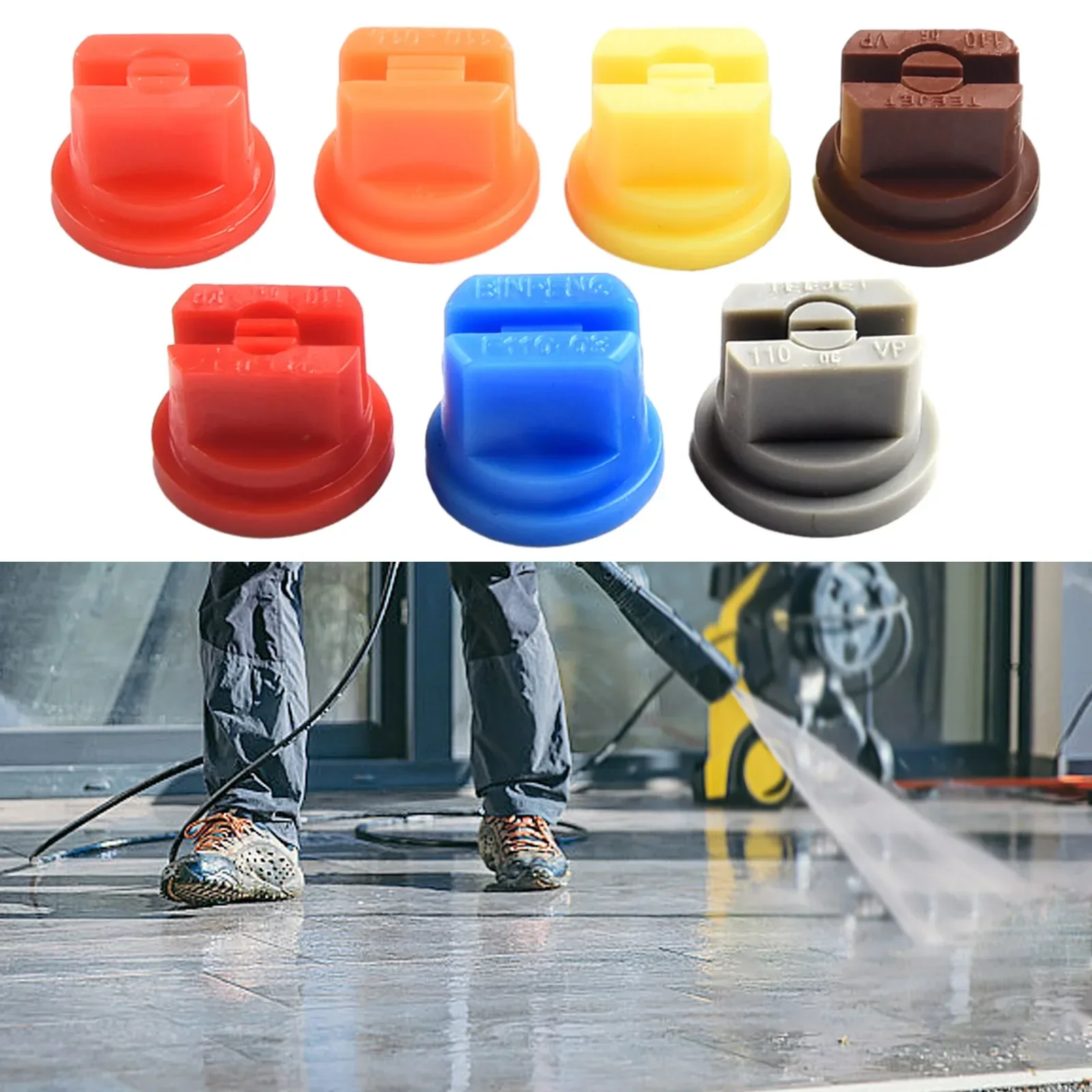 

High Pressure Nozzle Fan Nozzle Four Spray Modes 7pcs set For Pressure Washer Parts Garden Lawn Backpack Sprayer