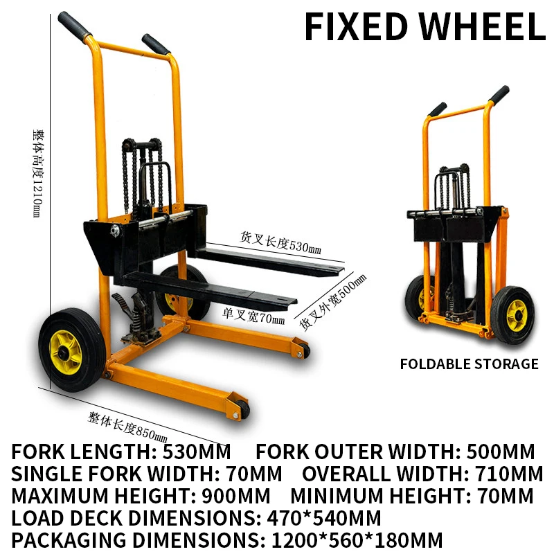 Mini Manual Hydraulic Forklift, Small Pallet Jack, Lifting and Handling Cart—Foldable and Disassemblable for Home Us(Customized)