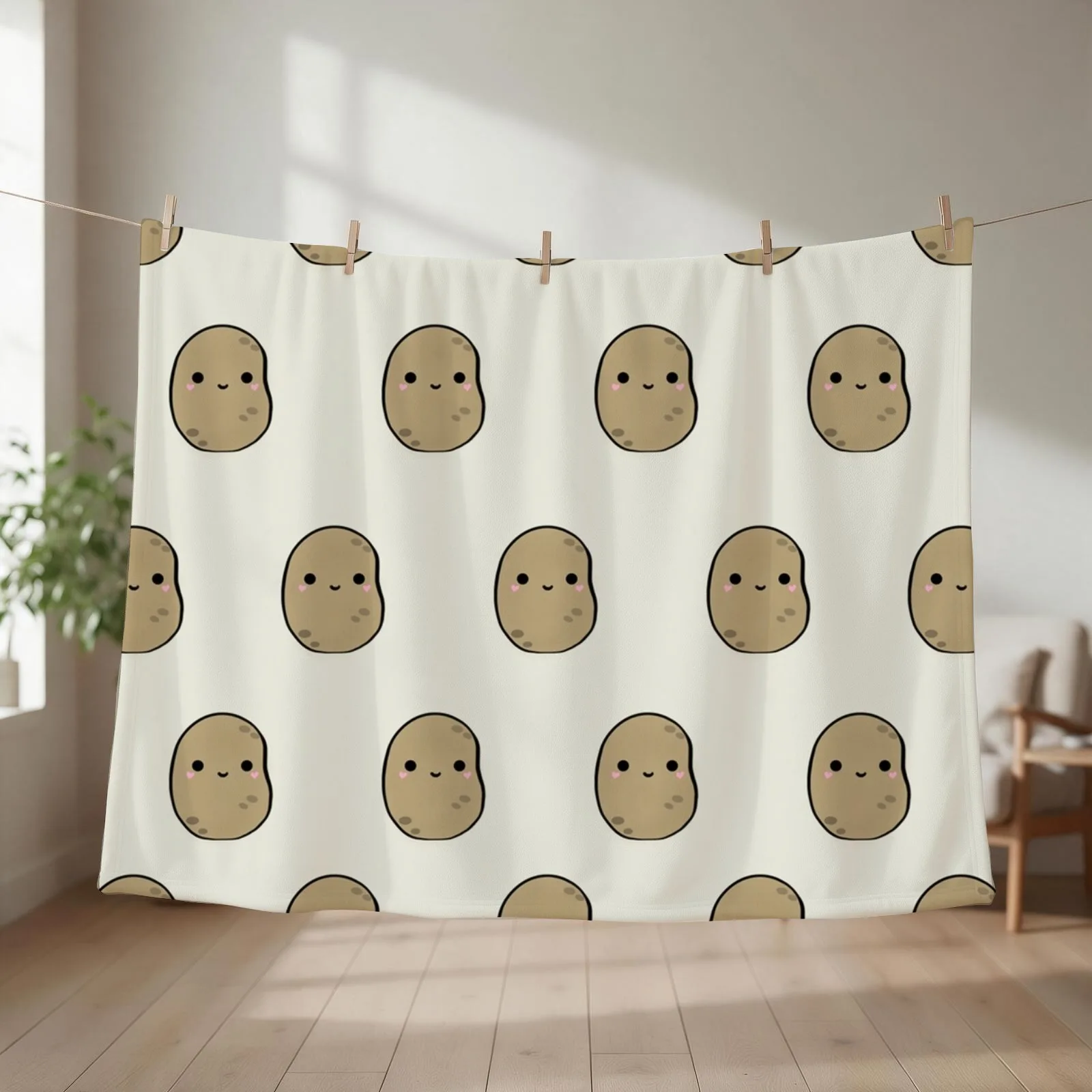 Cute Potatoes Throw Blanket for winter Hairy Loose Sofas Blankets