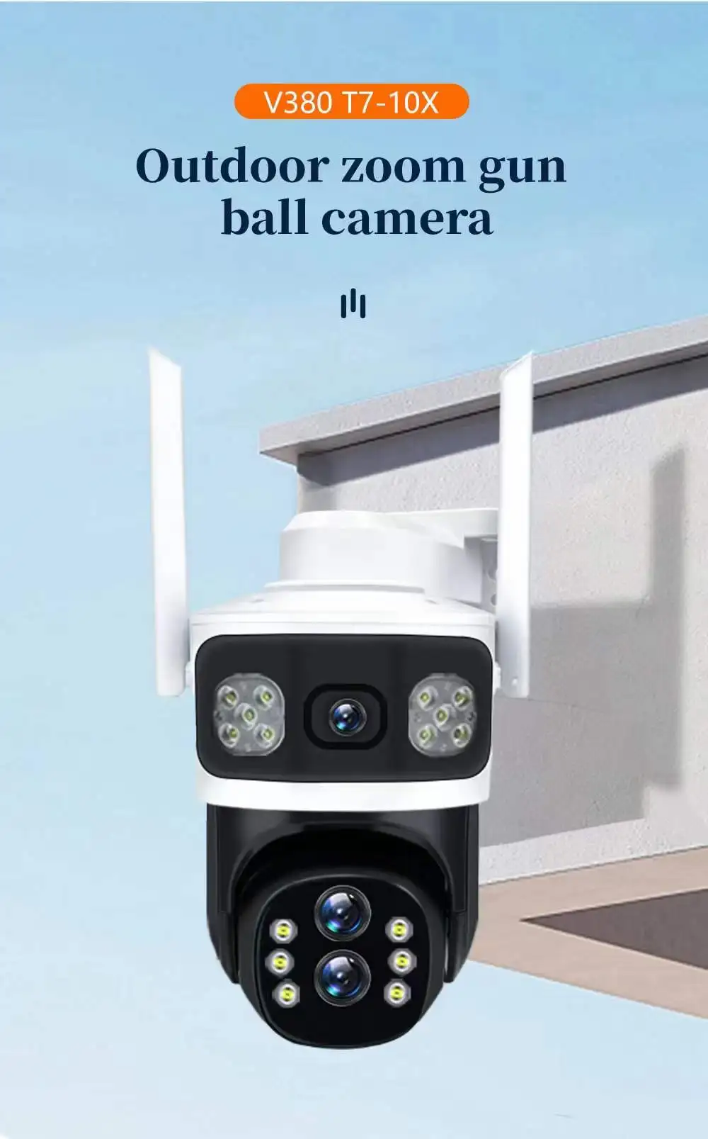 6MP UHD V380APP Triple Lens Three Screen Wireless PTZ IP Dome Camera Full Color AI Humanoid Detection Security CCTV Baby Monitor