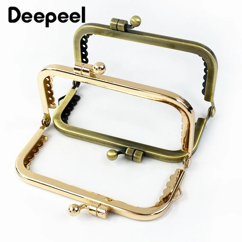 2/5/10Pcs Deepeel 85mm Square Smooth Metal Purse Frame Kiss Clasp Bags Handle DIY Bracket Sewing Handbag Crochet Bag Accessories