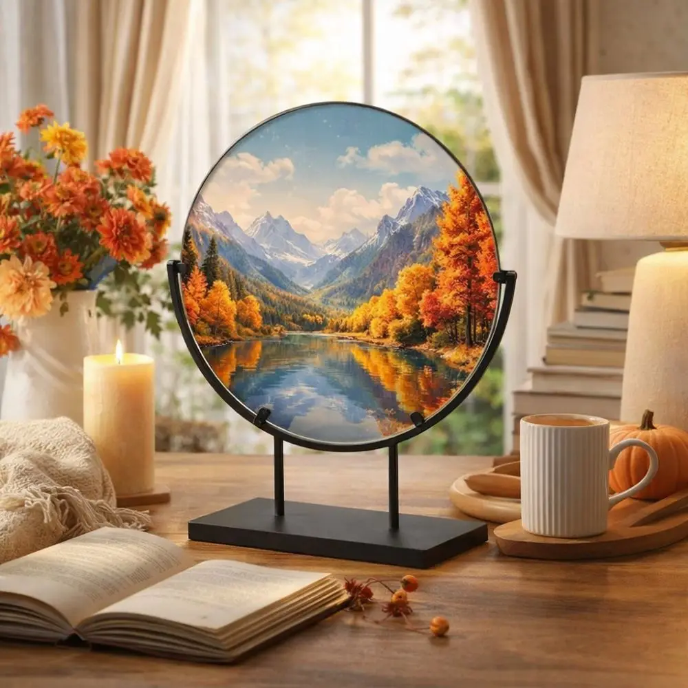 Iron Metal Easel Stands Fused Glass Art with Base Decorative Plate Holder Wear-resistant Collection Platter Photo Stands