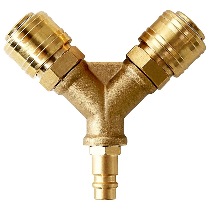 

Brass Compressed Air Distributor 2 Way With Couplings Air Hose Quick Connect Distributor Y Distributor Air Distributor