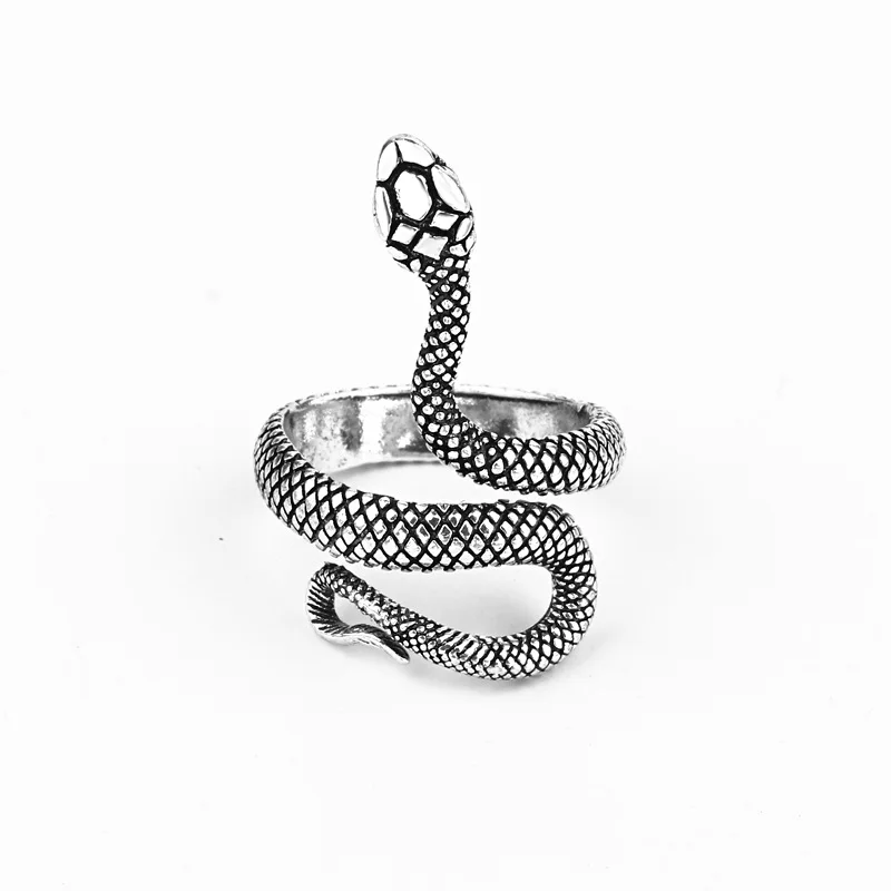 Retro Schlange Python Ring Für Männer Frauen Silber Farbe Punk Gothic Legierung Offenen Ring Handgemachte Designer Schmuck Unisex Zubehör Geschenk