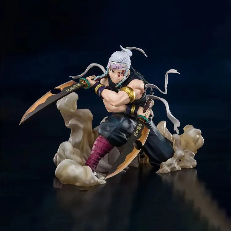 Demon Slayer: Kimetsu no Yaiba Tengen Uzui Dual Blade Mode Action Figure - Top-Quality with Special Effects and Scene Display