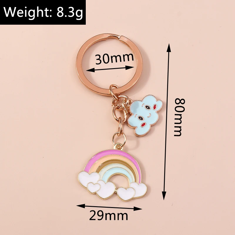 Niedliche Regenbogen Schlüssel anhänger Emaille Pflanze Kaktus Sonne Charms Schlüssel ringe Souvenir Geschenke für Frauen Männer Auto Schlüssel Handtasche Anhänger Schlüssel anhänger – Detail 15
