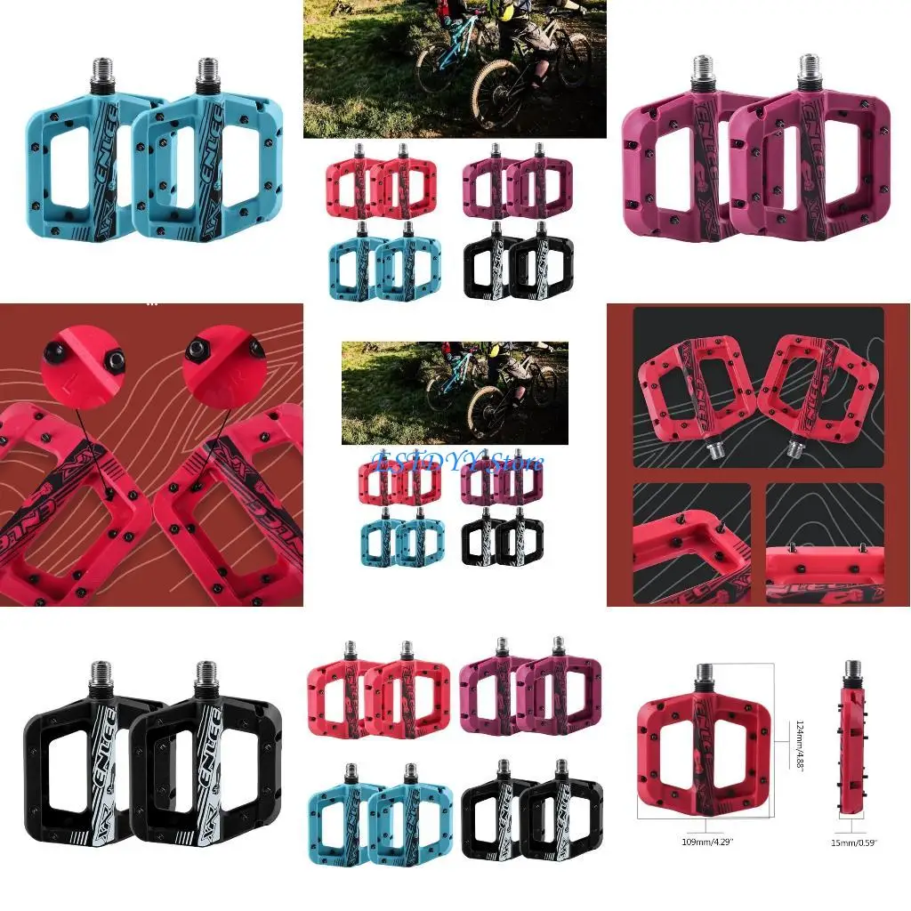 

G6DE Mountain Bike Pedals 9/16" 3 Sealed Bearings Lightweight Non-Slip Nylon Fiber